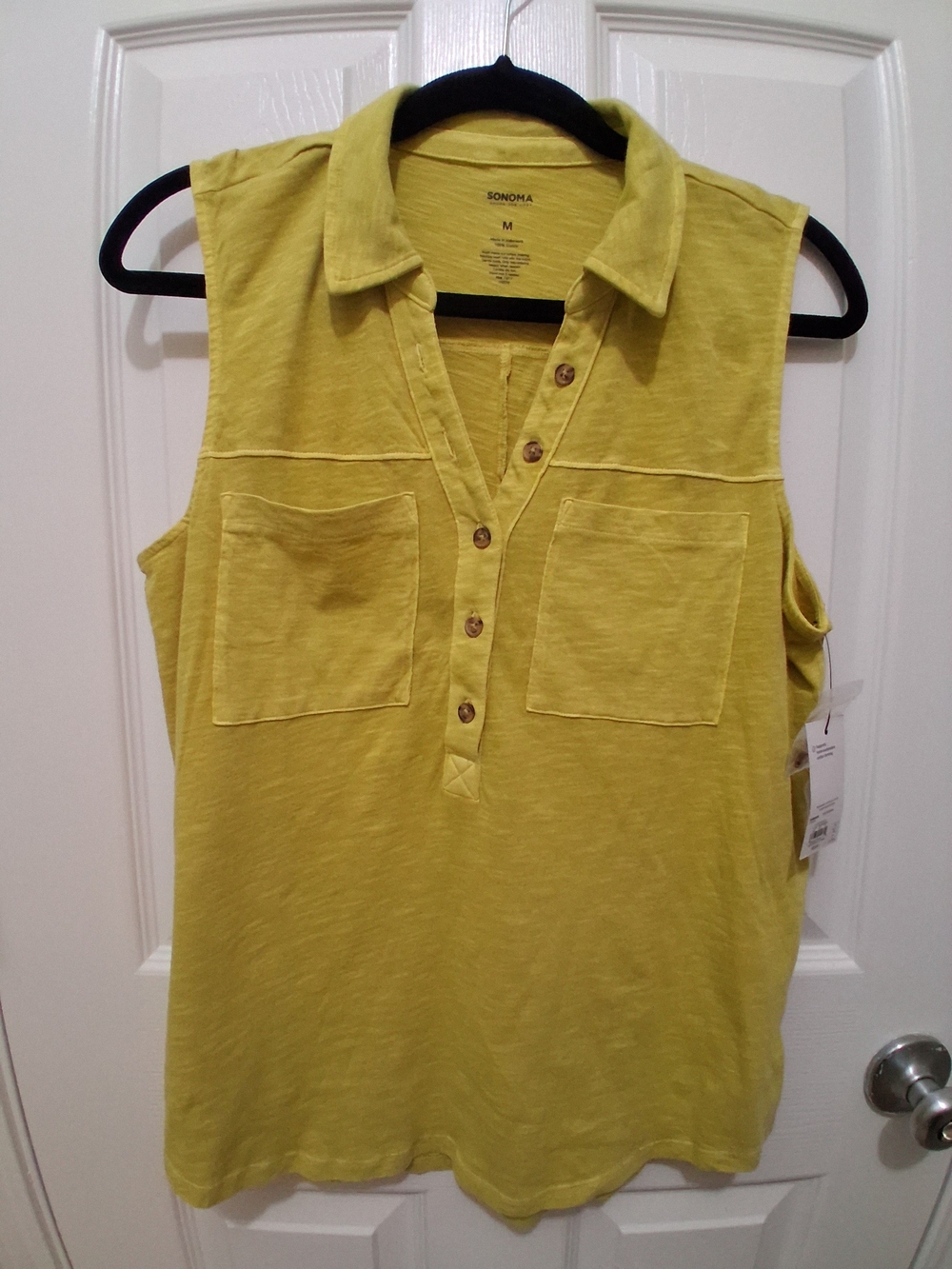 Sonoma Sleeveless Collared Tank Top in Chartreuse Yellow